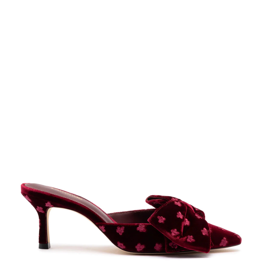 Larroude Mini Elle Pump In Wine Velvet Wine