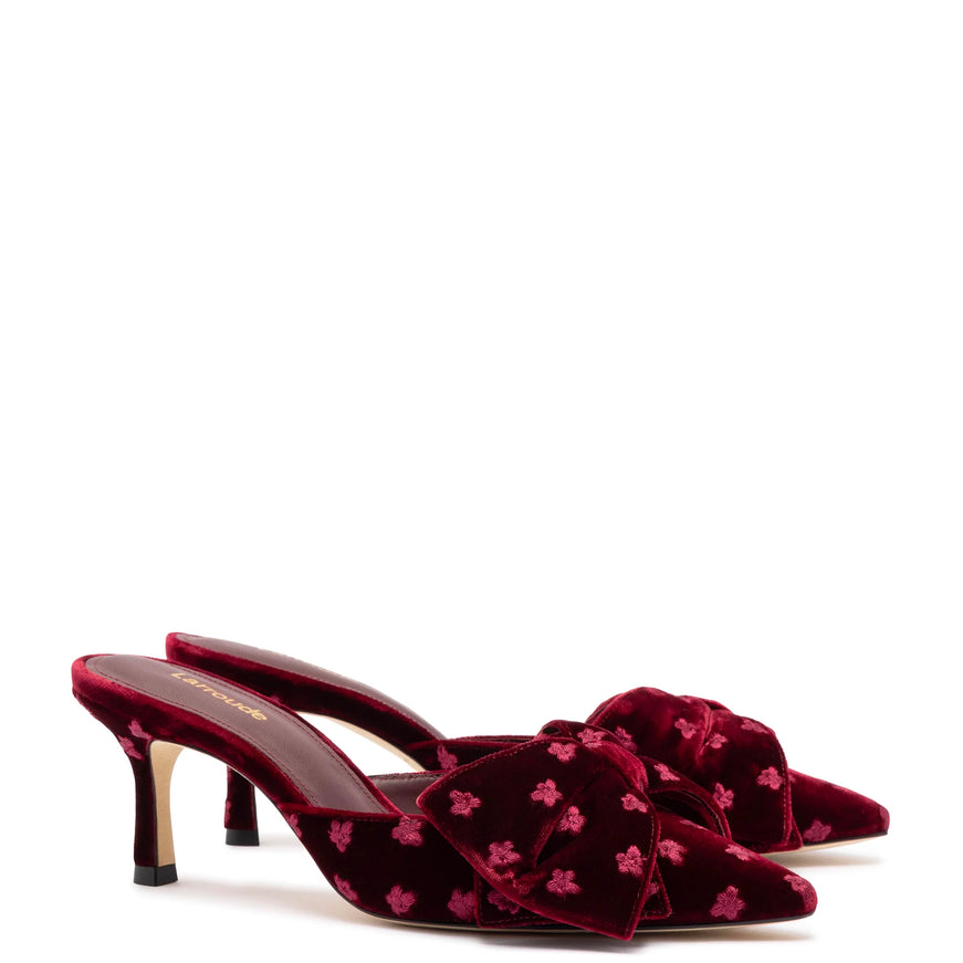 Larroude Mini Elle Pump In Wine Velvet