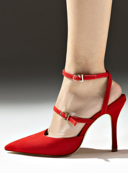 Larroude Kris Pump In Scarlet Suede