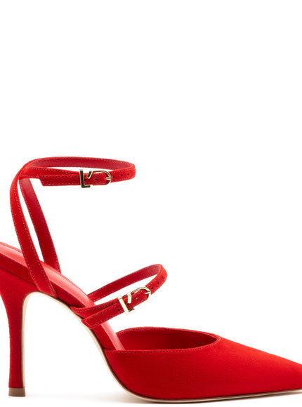 Larroude Kris Pump In Scarlet Suede Scarlet