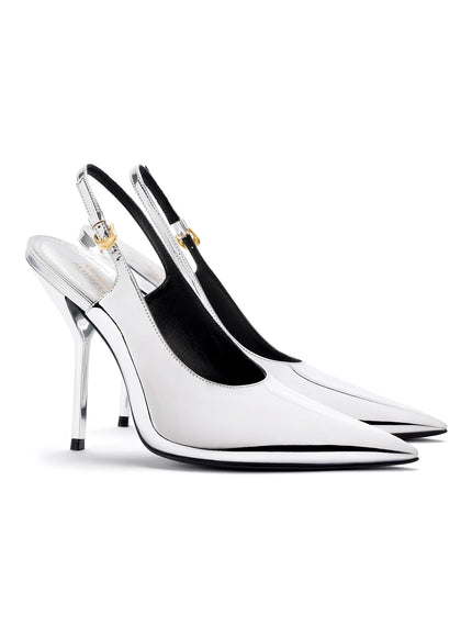 Larroude x Altuzarra Pump In Silver Specchio