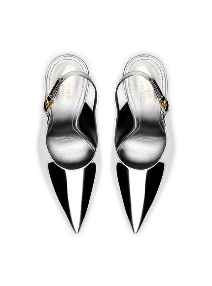 Larroude x Altuzarra Pump In Silver Specchio