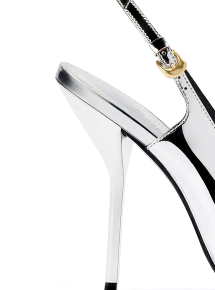 Larroude x Altuzarra Pump In Silver Specchio