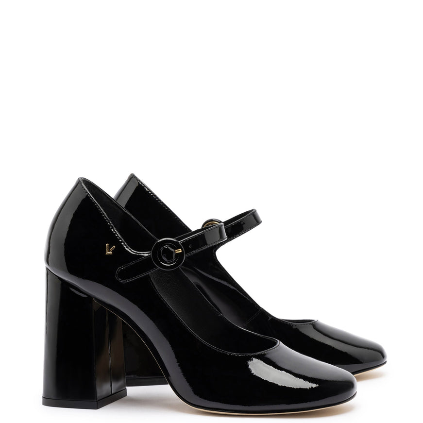 Larroude Blair Hi Pump In Black Patent Leather