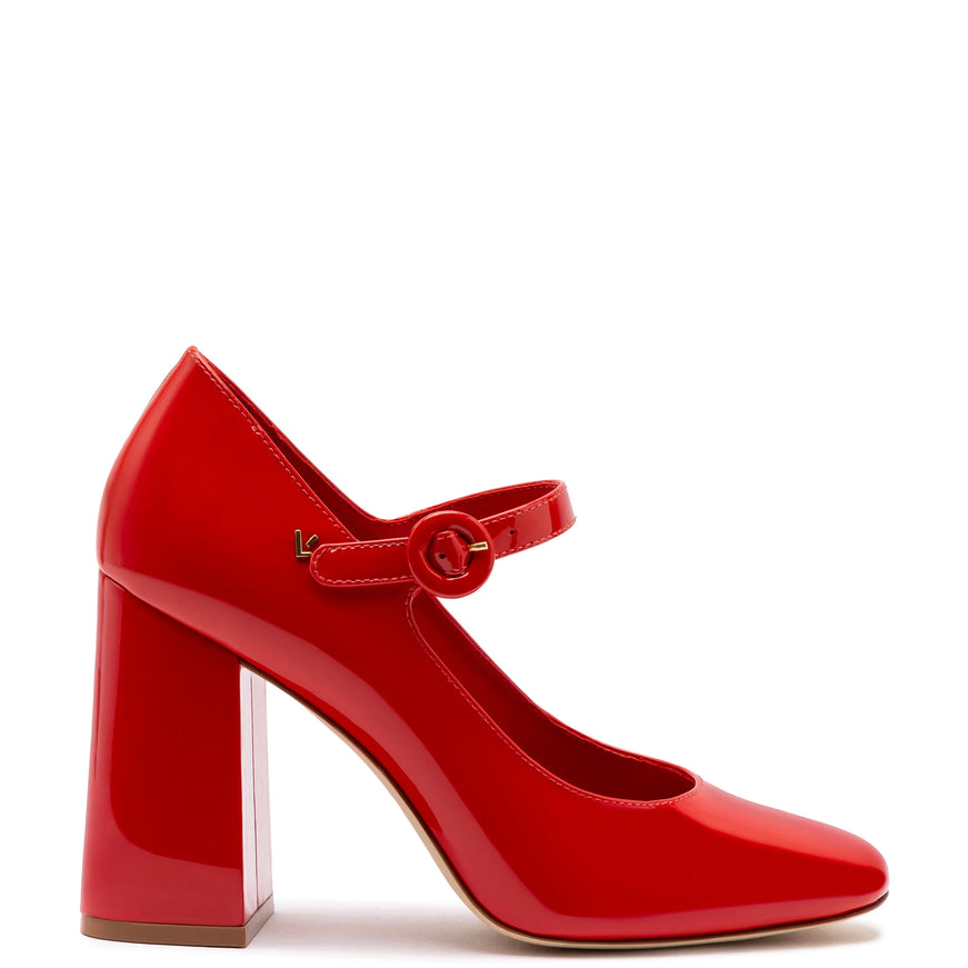 Larroude Blair Hi Pump In Scarlet Patent Leather Scarlet