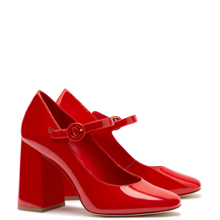 Larroude Blair Hi Pump In Scarlet Patent Leather