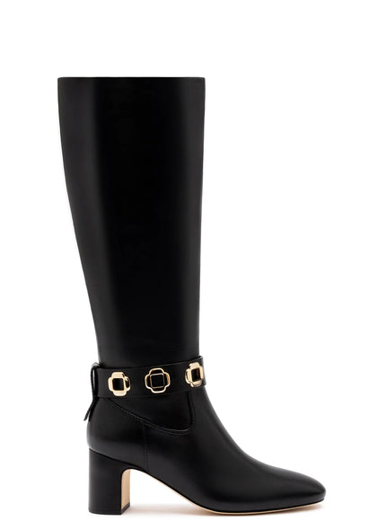 Larroude Milan Block Boot In Black Leather Black