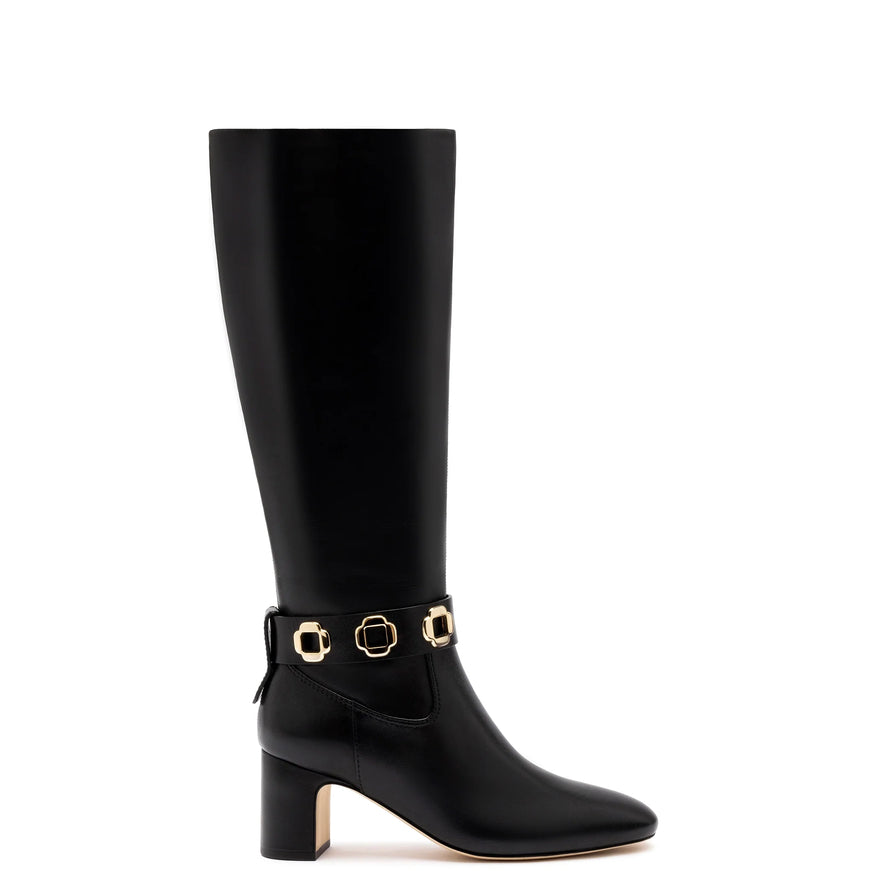 Larroude Milan Block Boot In Black Leather Black