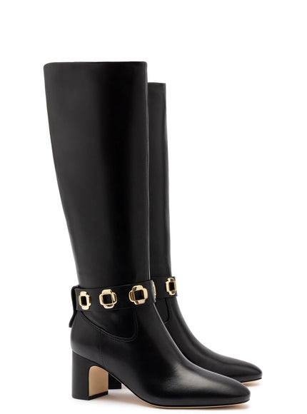 Larroude Milan Block Boot In Black Leather