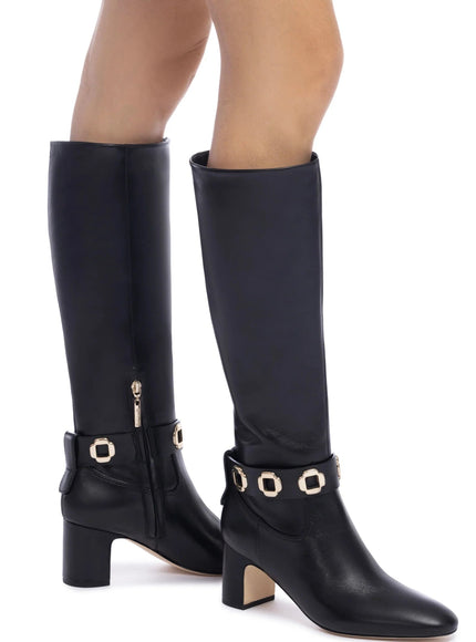 Larroude Milan Block Boot In Black Leather