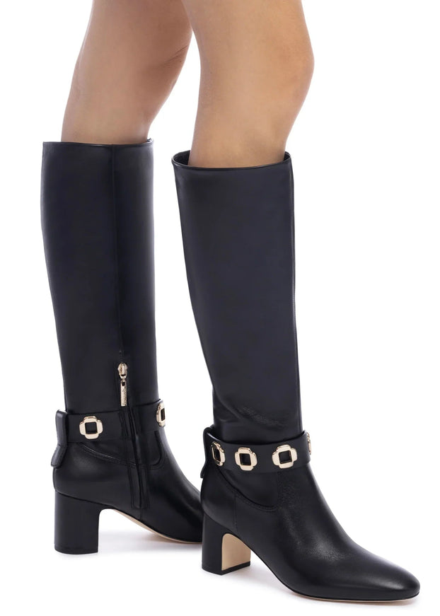 Larroude Milan Block Boot In Black Leather