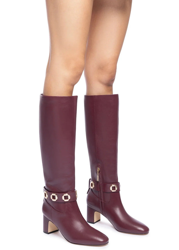 Milan Block Boot In Wine Leather