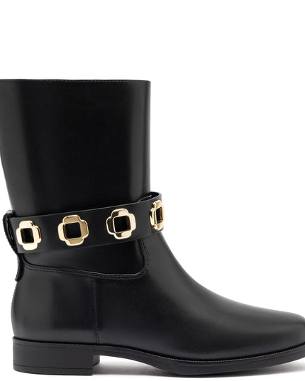 Larroude Milan Flat Bootie In Black Water-Resistant Leather Black