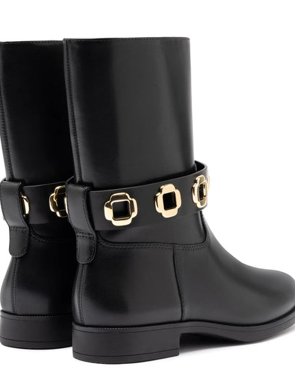 Larroude Milan Flat Bootie In Black Water-Resistant Leather