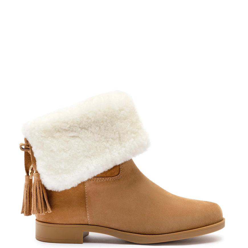 Larroude Verbier Bootie In Peanut Suede Peanut