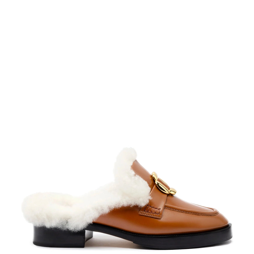 Larroude Bobbie Mule In Caramel Leather Caramel