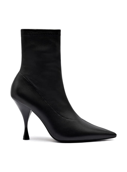 Larroude Mini Georgia Boot In Black Stretch Leather
