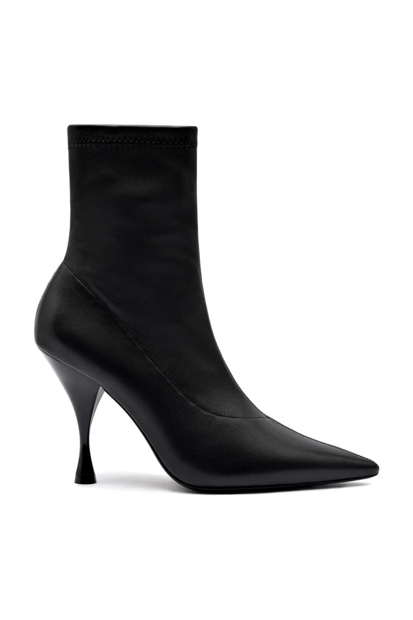 Larroude Mini Georgia Boot In Black Stretch Leather