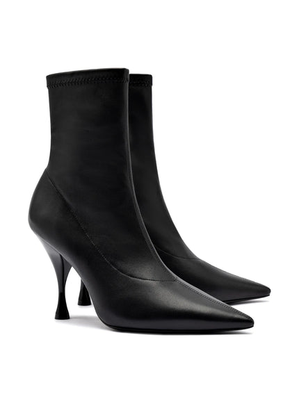 Larroude Mini Georgia Boot In Black Stretch Leather
