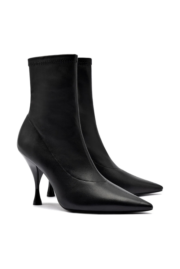 Larroude Mini Georgia Boot In Black Stretch Leather