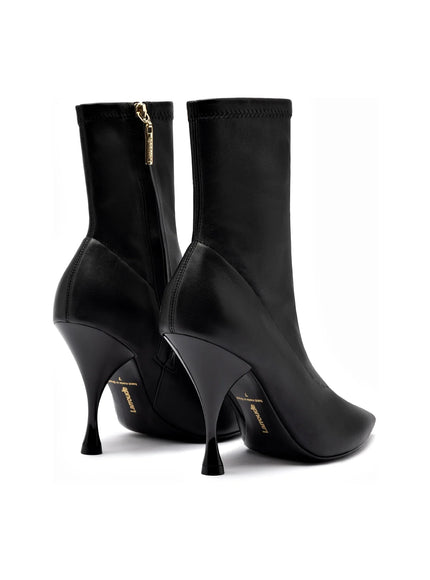Larroude Mini Georgia Boot In Black Stretch Leather