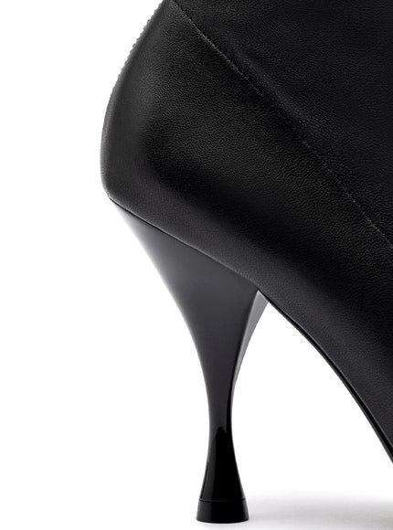 Larroude Mini Georgia Boot In Black Stretch Leather