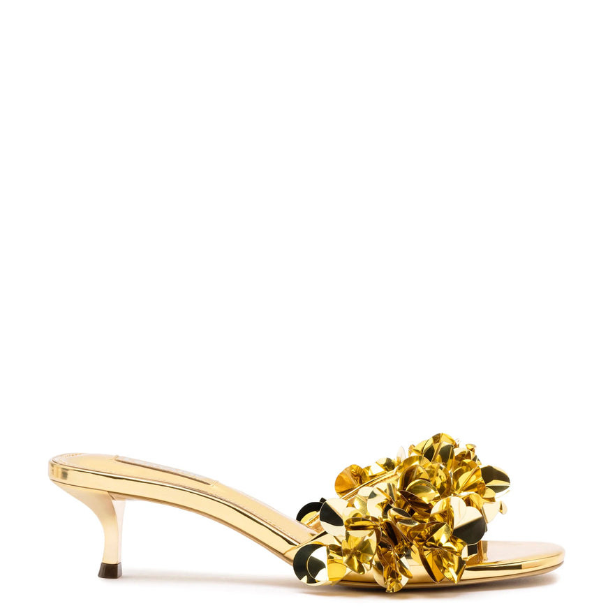 Larroude Greta Disco Mule In Gold Specchio Gold