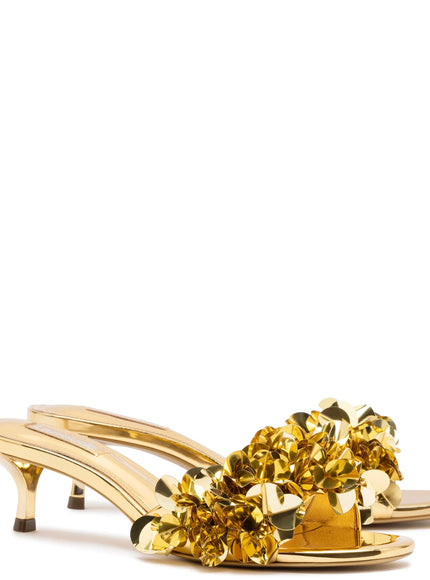 Larroude Greta Disco Mule In Gold Specchio