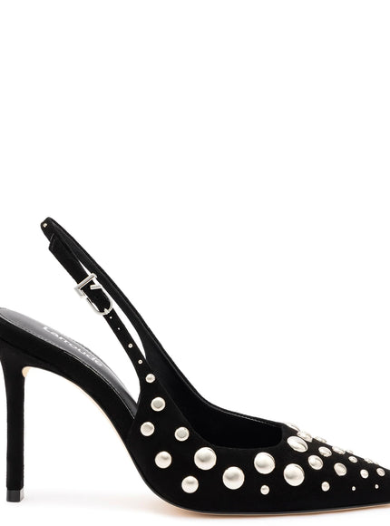 Larroude Kaitlan Studs Pump In Black Suede Black Studs