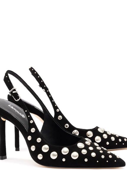 Larroude Kaitlan Studs Pump In Black Suede