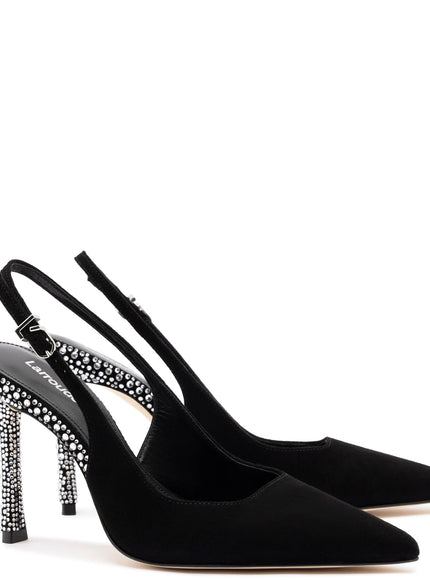 Larroude Kaitlan Crystal Pump In Black Suede