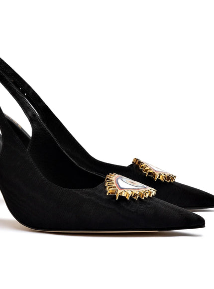 Larroudé x Libertine Eye Pump Hi In Black Fabric