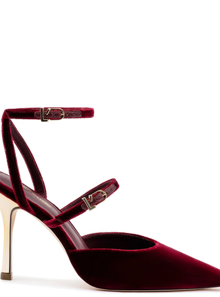 Larroude Kris Pump In Wine Velvet Wine