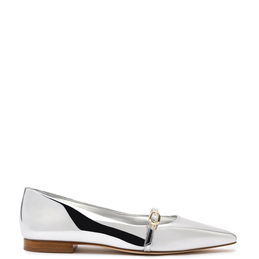 Larroude Irene Flat In Silver Specchio Silver