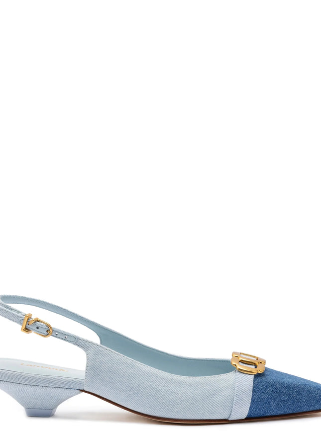Larroude Franca Pump In Blue Denim Blue