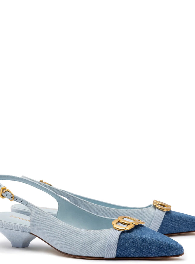 Larroude Franca Pump In Blue Denim