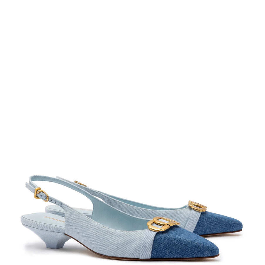 Larroude Franca Pump In Blue Denim