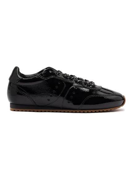 Larroude Stella Sneaker In Black Patent Leather