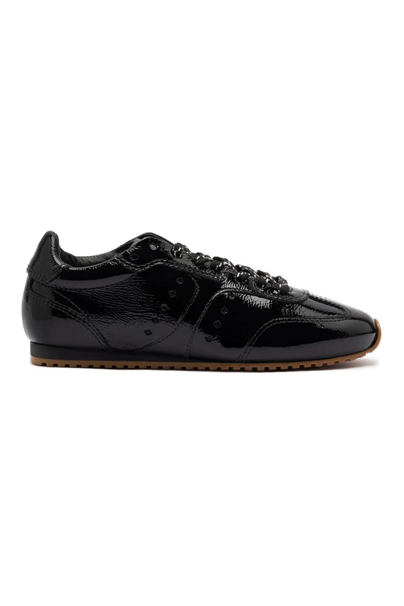 Larroude Stella Sneaker In Black Patent Leather