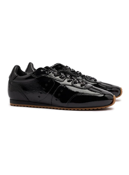 Larroude Stella Sneaker In Black Patent Leather