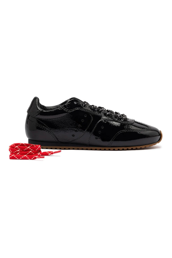 Larroude Stella Sneaker In Black Patent Leather