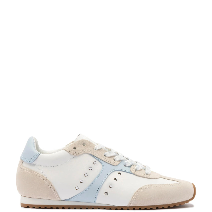 Larroude Stella Sneaker In White-Silver Metallic Leather White