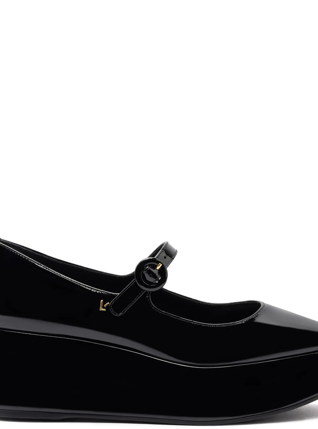 Larroude Blair Flatform Shoes In Black Patent Leather Black