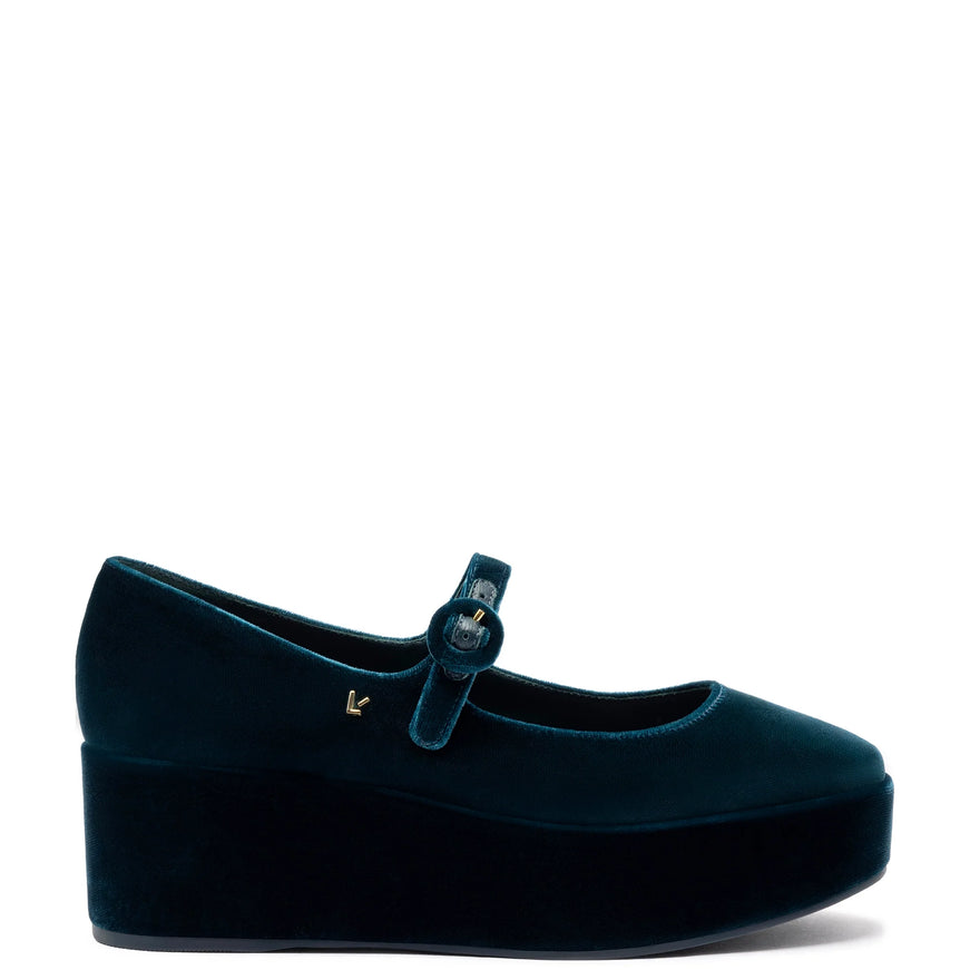 Larroude Blair Flatform In Deepsea Velvet Deepsea