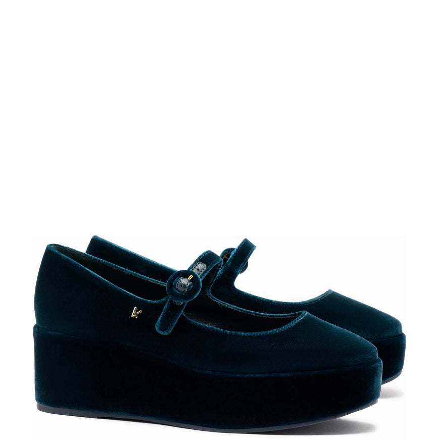 Larroude Blair Flatform In Deepsea Velvet