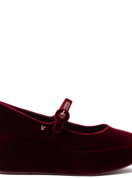 Larroude Blair Flatform In Wine Velvet Wine