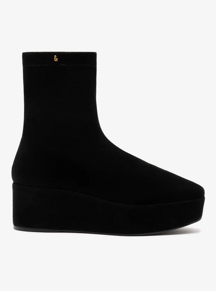 Larroude Dani Flatform Boot In Black Suede