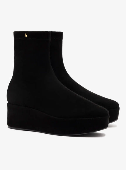 Larroude Dani Flatform Boot In Black Suede