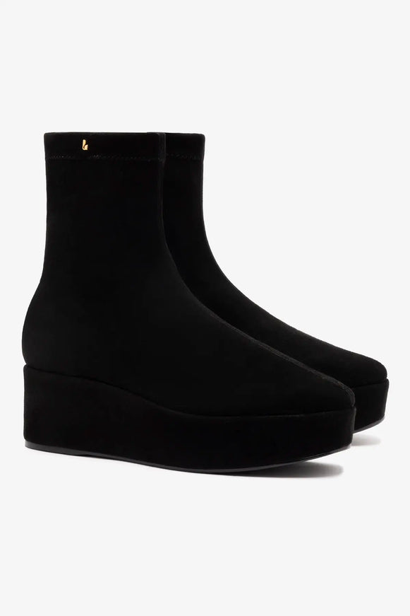 Larroude Dani Flatform Boot In Black Suede