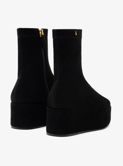 Larroude Dani Flatform Boot In Black Suede